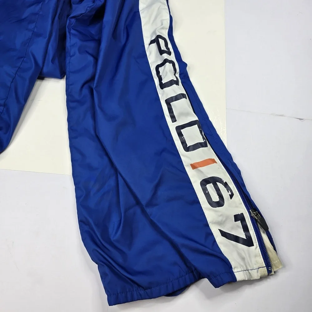 Polo Sport Ralph Lauren Pants Mens 2XL Blue White‎ Side Zip Warm Up Mesh Lined